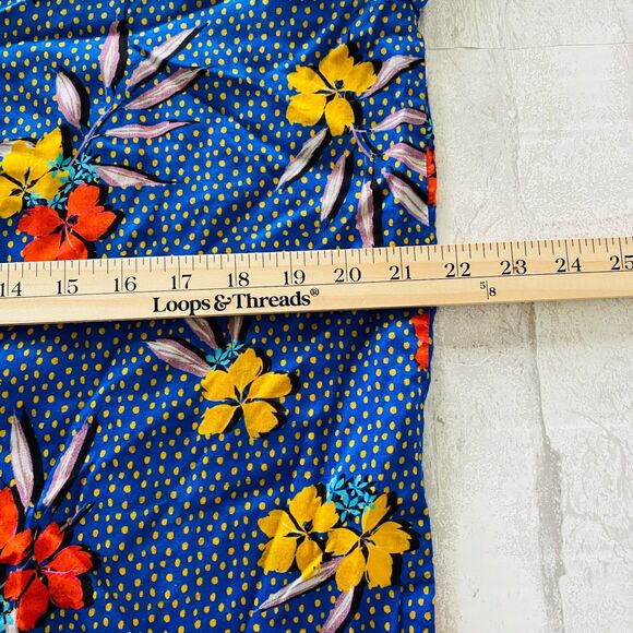 NWT Roller Rabbit Blue Kori Floral Nyana Tropical Rolled Up Sleeve Shirt Sz S - Picture 6 of 11